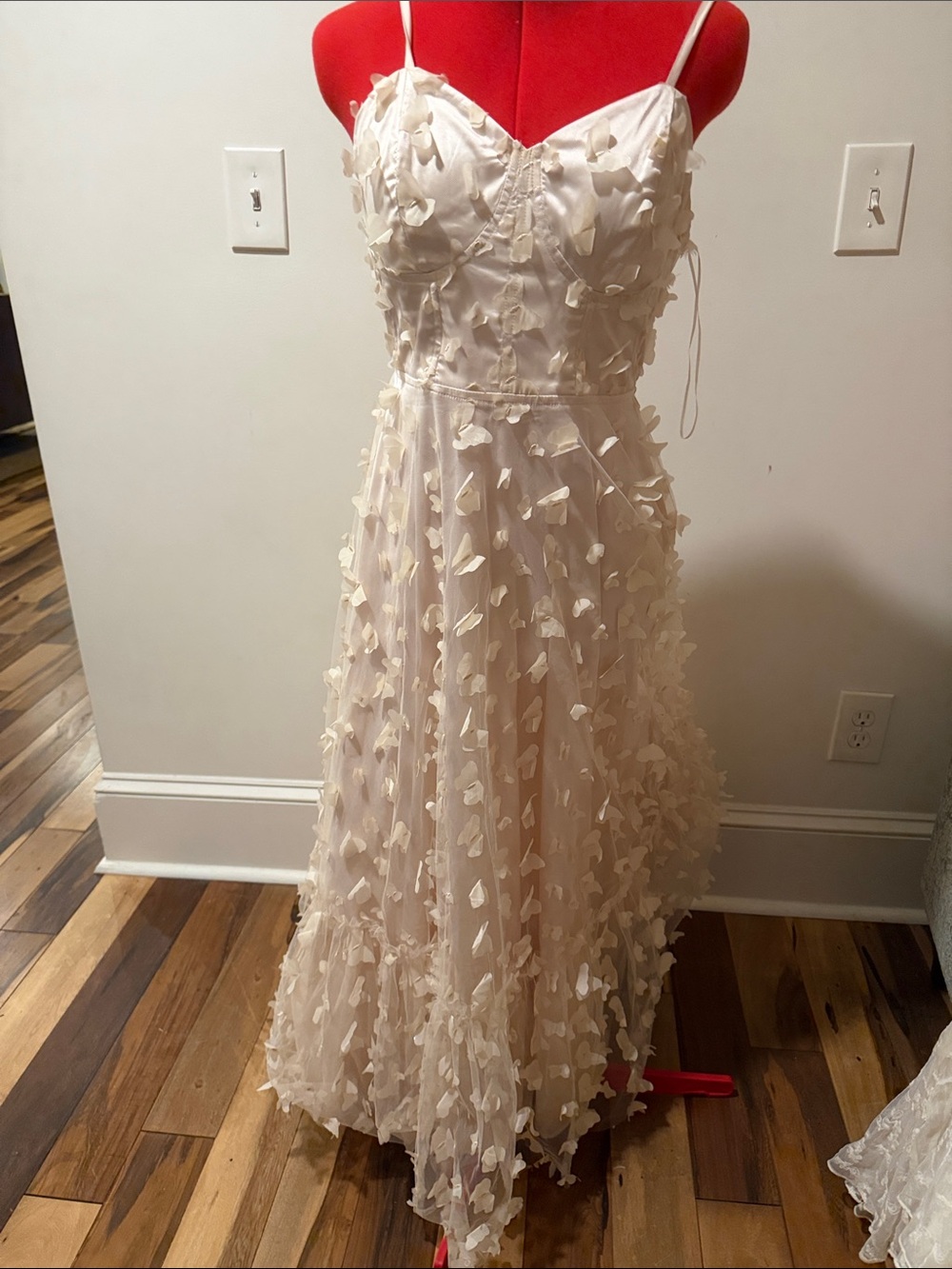 MARBLE Blush Cream Petal Appliqué Maxi Skirt